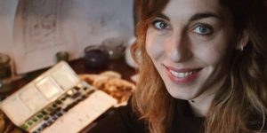 Ilustratorka Hana Stupica v svojem studiu